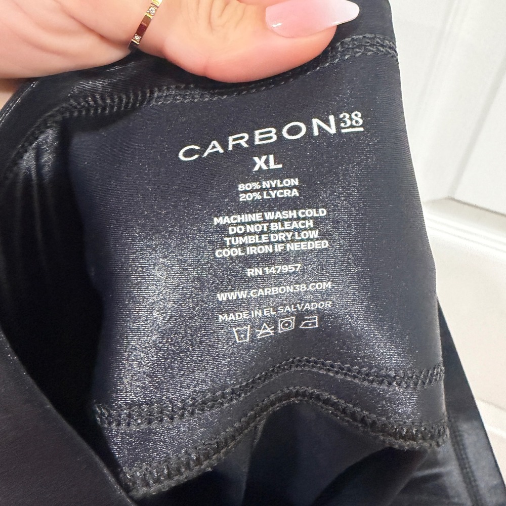 Carbon38 High Rise Liquid Leggings Black XL Shiny RN147957 - Picture 6 of 6